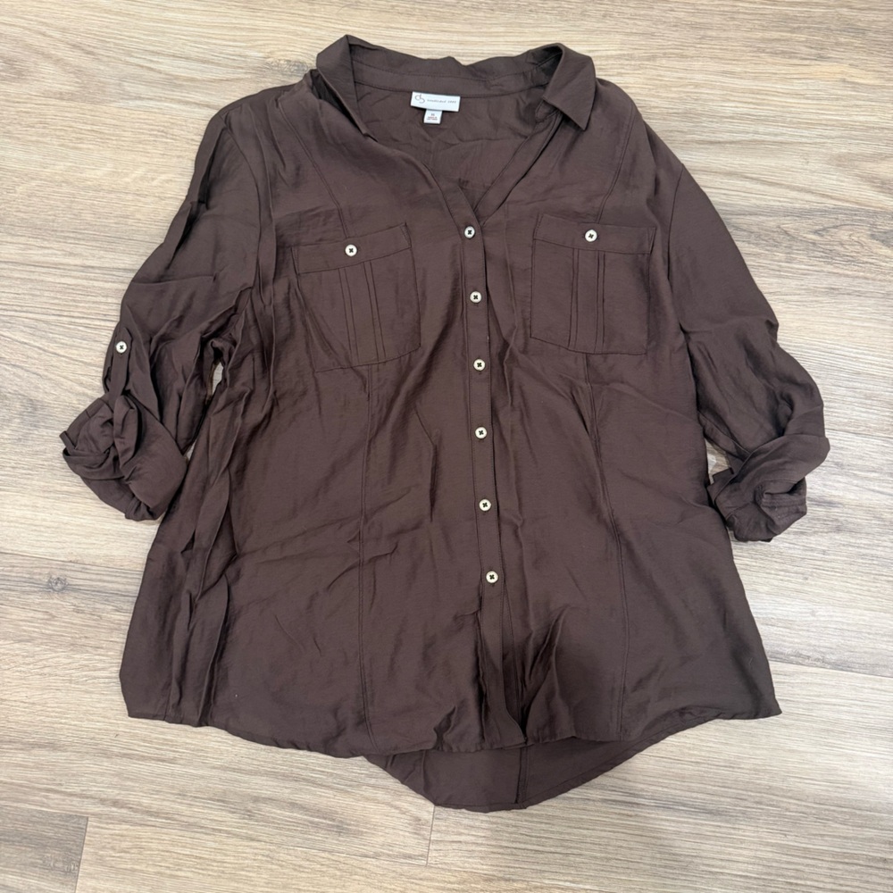 Elegant Brown Button Down Shirt for Women